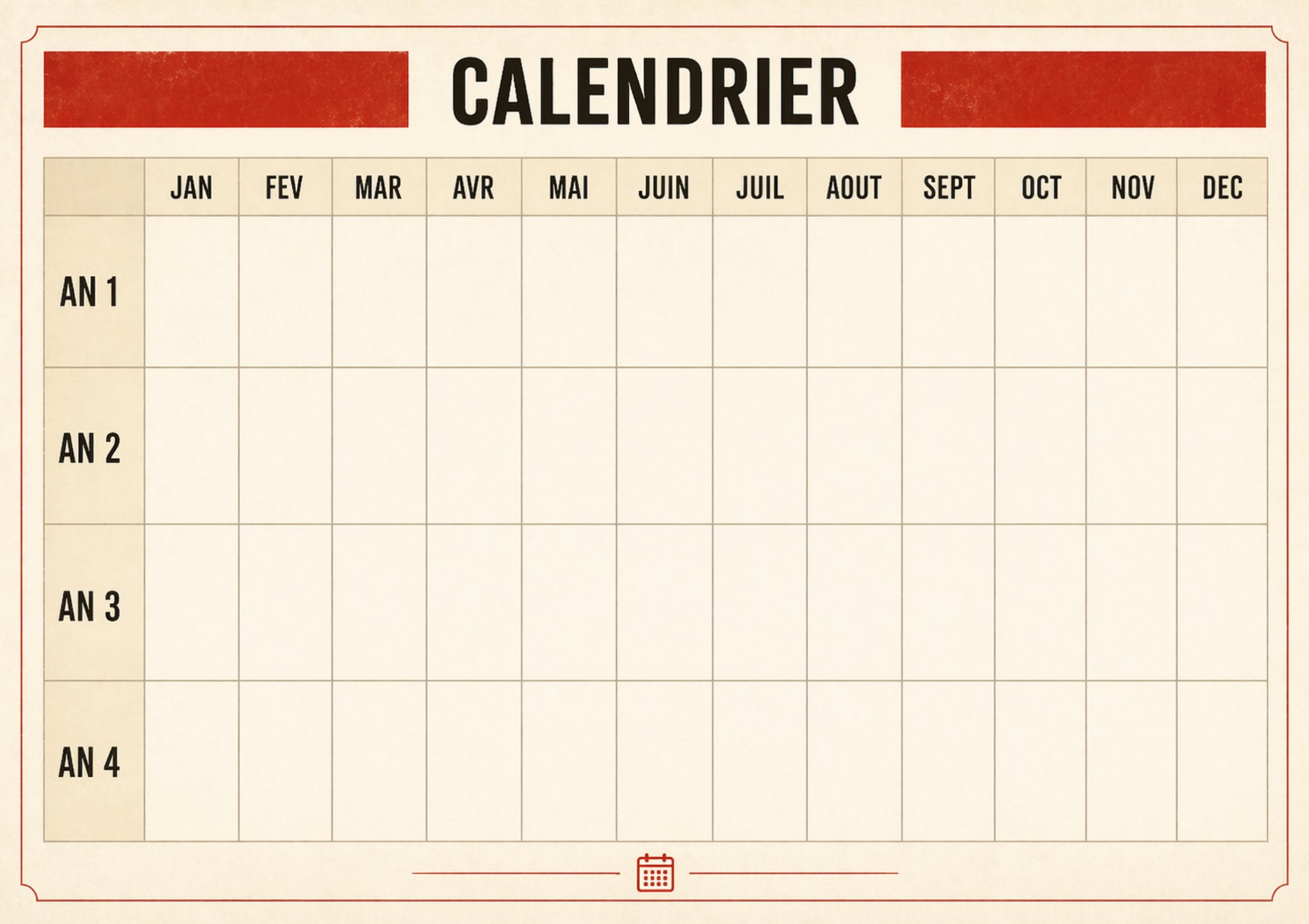 Calendrier du jeu WELCOMING